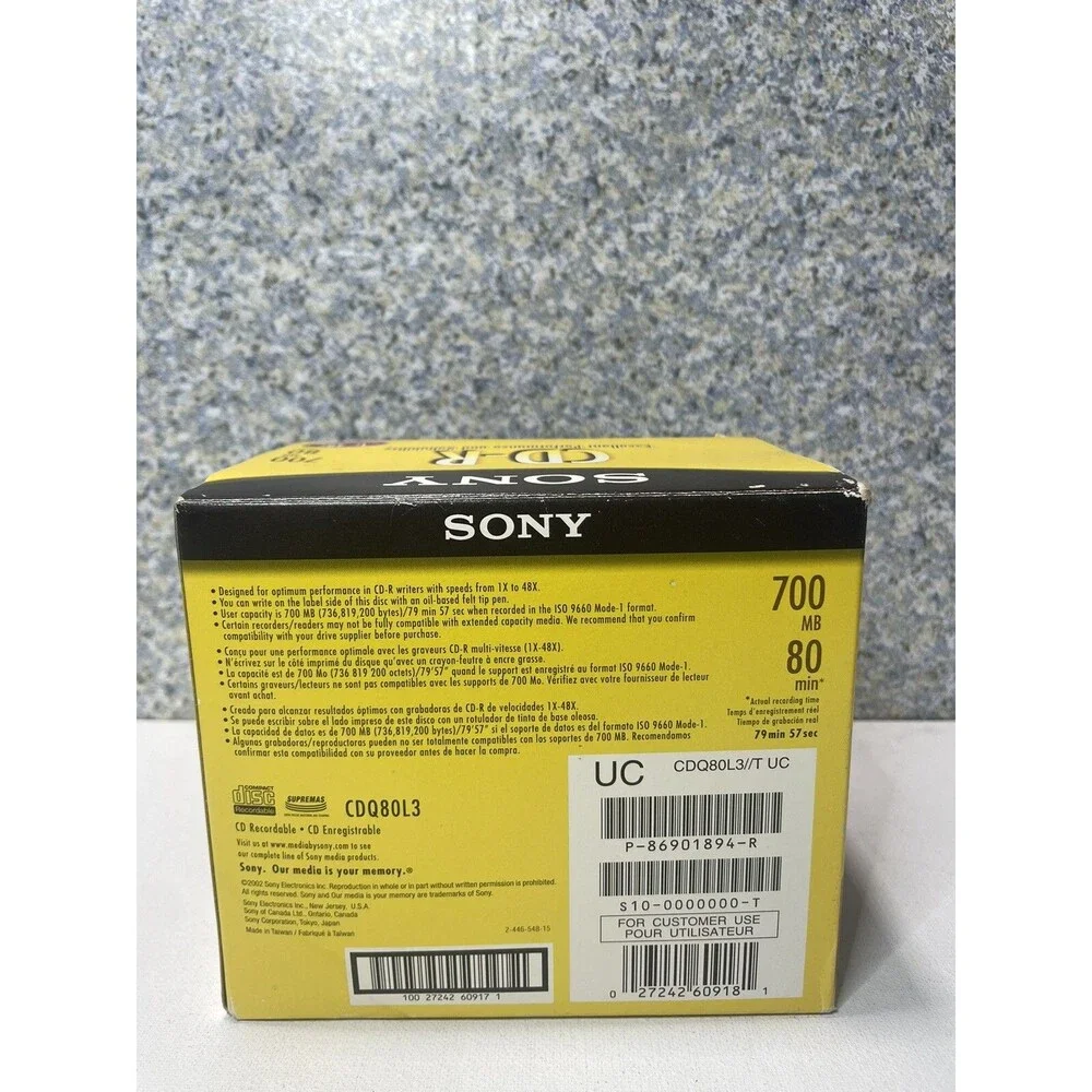 SONY CD-R, 10 Pack w Slim Jewel Cases, 70 MB, 80 Min, Recordable , High Speed